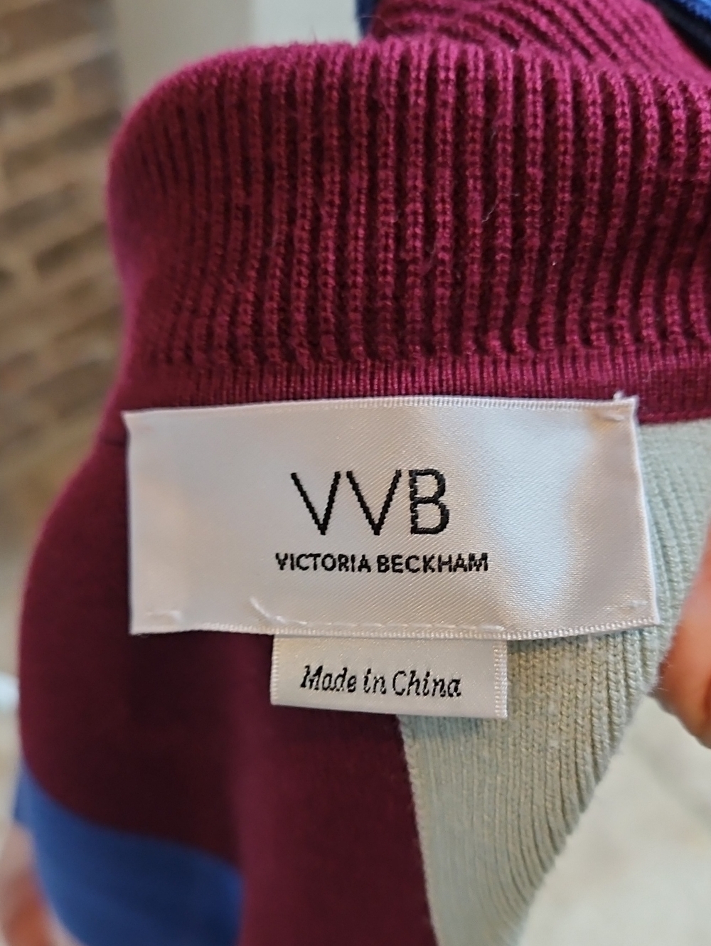 VVB Victoria Beckham Colorblock Turtleneck Sweater - Multi Three Quarter Sleeve - Picture 6 of 8